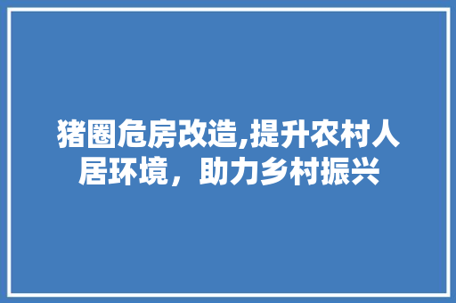猪圈危房改造,提升农村人居环境，助力乡村振兴