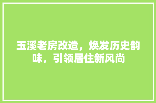 玉溪老房改造，焕发历史韵味，引领居住新风尚 汽车维修