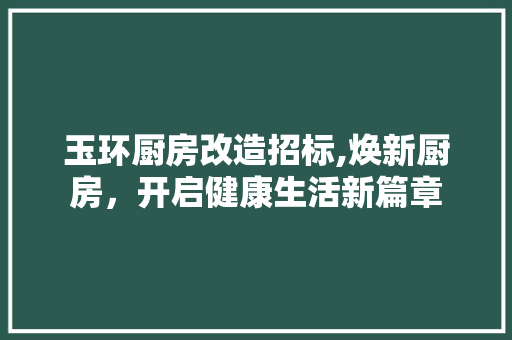 玉环厨房改造招标,焕新厨房，开启健康生活新篇章 厨房维修