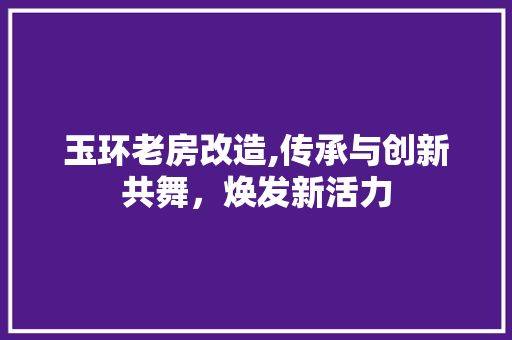 玉环老房改造,传承与创新共舞，焕发新活力 家电维修