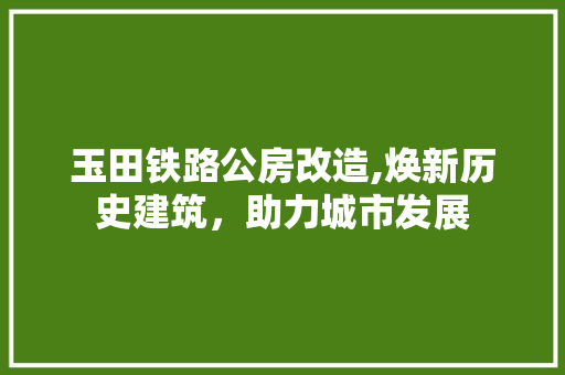 玉田铁路公房改造,焕新历史建筑，助力城市发展