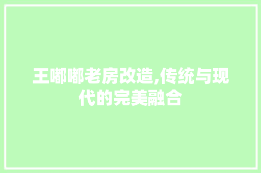 王嘟嘟老房改造,传统与现代的完美融合