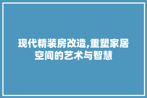 现代精装房改造,重塑家居空间的艺术与智慧