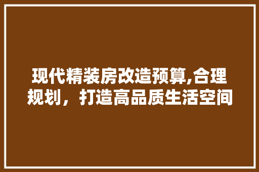 现代精装房改造预算,合理规划，打造高品质生活空间