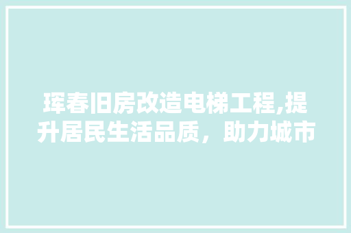 珲春旧房改造电梯工程,提升居民生活品质，助力城市转型发展
