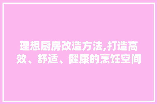 理想厨房改造方法,打造高效、舒适、健康的烹饪空间