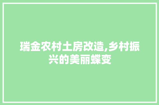 瑞金农村土房改造,乡村振兴的美丽蝶变