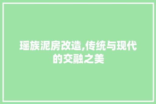 瑶族泥房改造,传统与现代的交融之美 综合便民