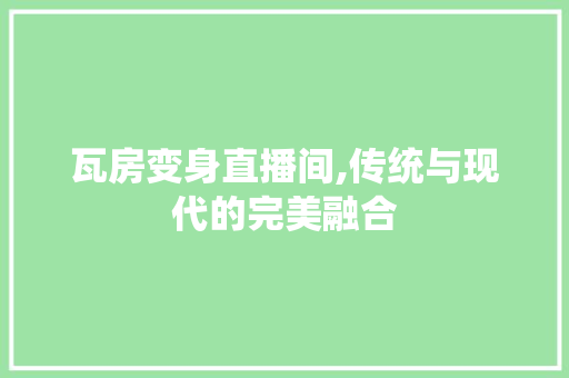 瓦房变身直播间,传统与现代的完美融合