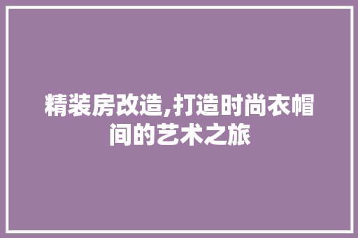精装房改造,打造时尚衣帽间的艺术之旅