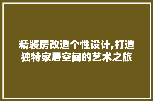 精装房改造个性设计,打造独特家居空间的艺术之旅