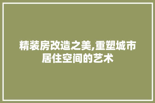 精装房改造之美,重塑城市居住空间的艺术