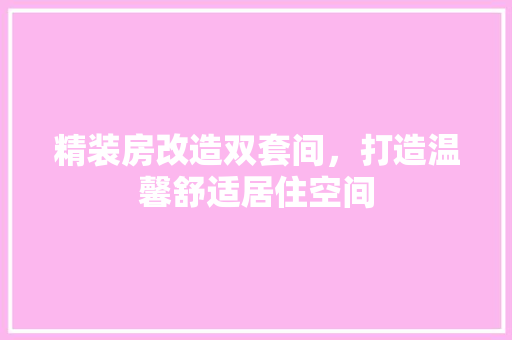 精装房改造双套间，打造温馨舒适居住空间 汽车维修