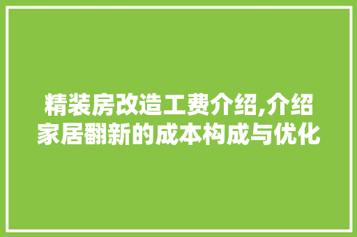 精装房改造工费介绍,介绍家居翻新的成本构成与优化步骤