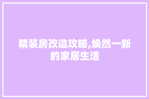 精装房改造攻略,焕然一新的家居生活