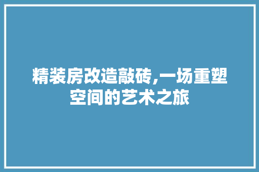 精装房改造敲砖,一场重塑空间的艺术之旅