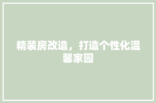 精装房改造，打造个性化温馨家园