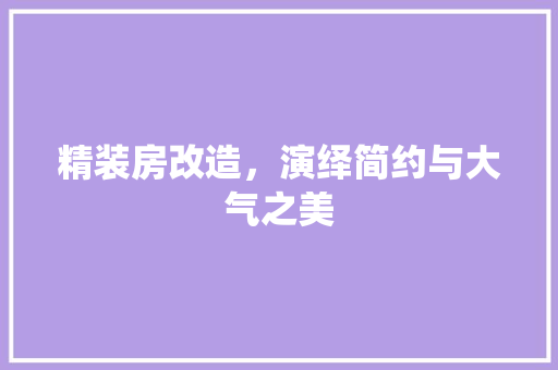 精装房改造，演绎简约与大气之美