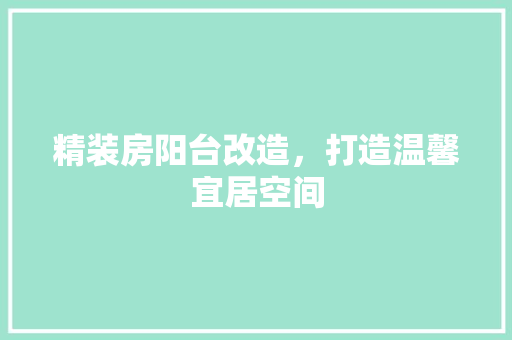 精装房阳台改造，打造温馨宜居空间 厨房维修