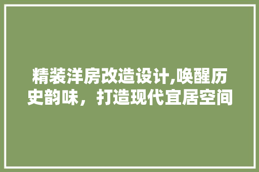 精装洋房改造设计,唤醒历史韵味，打造现代宜居空间
