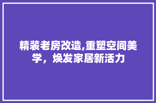 精装老房改造,重塑空间美学，焕发家居新活力