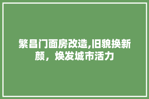 繁昌门面房改造,旧貌换新颜，焕发城市活力