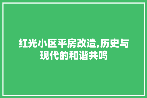 红光小区平房改造,历史与现代的和谐共鸣