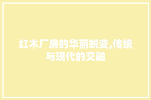红木厂房的华丽蜕变,传统与现代的交融