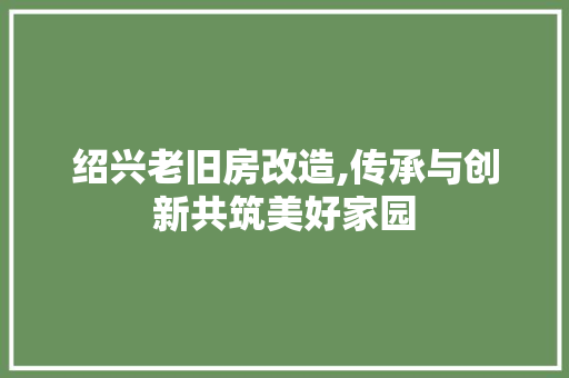 绍兴老旧房改造,传承与创新共筑美好家园