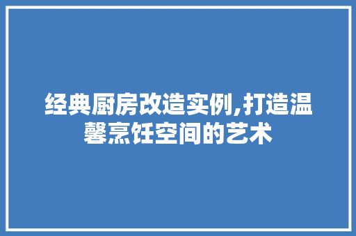 经典厨房改造实例,打造温馨烹饪空间的艺术