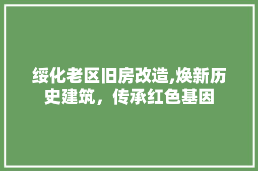 绥化老区旧房改造,焕新历史建筑，传承红色基因