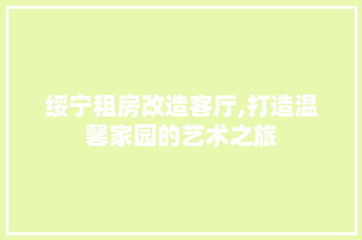 绥宁租房改造客厅,打造温馨家园的艺术之旅