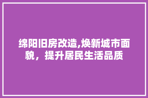 绵阳旧房改造,焕新城市面貌，提升居民生活品质