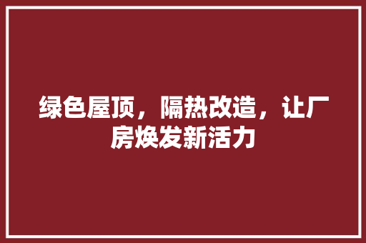 绿色屋顶，隔热改造，让厂房焕发新活力