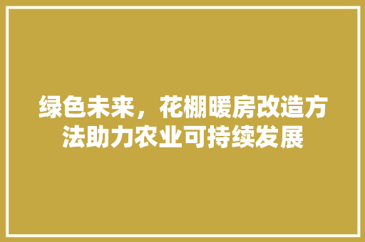 绿色未来，花棚暖房改造方法助力农业可持续发展