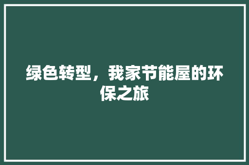 绿色转型，我家节能屋的环保之旅
