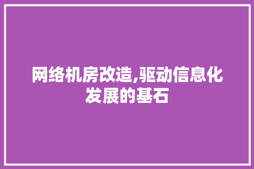 网络机房改造,驱动信息化发展的基石