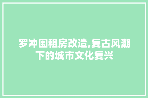 罗冲围租房改造,复古风潮下的城市文化复兴