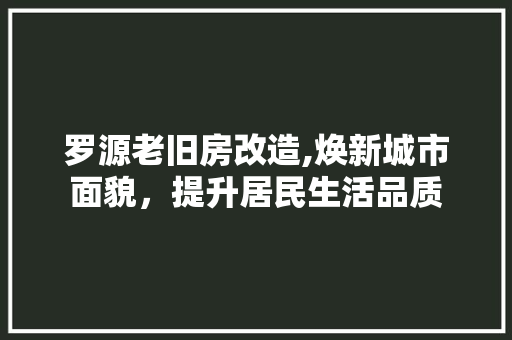 罗源老旧房改造,焕新城市面貌，提升居民生活品质