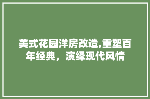 美式花园洋房改造,重塑百年经典，演绎现代风情