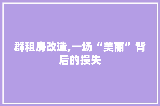 群租房改造,一场“美丽”背后的损失