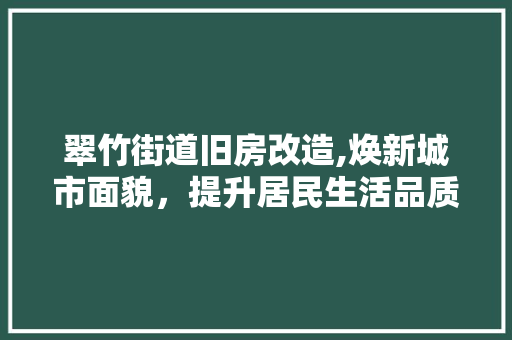 翠竹街道旧房改造,焕新城市面貌，提升居民生活品质