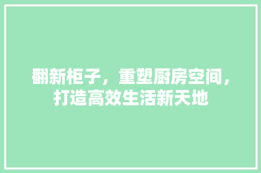 翻新柜子，重塑厨房空间，打造高效生活新天地