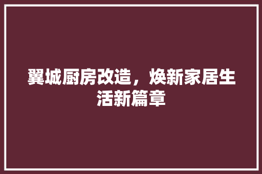 翼城厨房改造，焕新家居生活新篇章