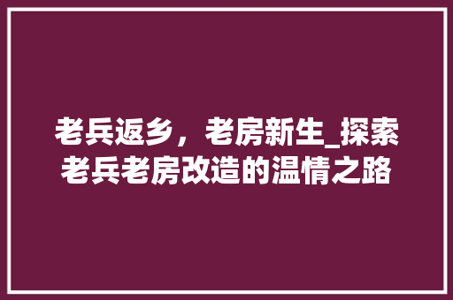 老兵返乡，老房新生_探索老兵老房改造的温情之路