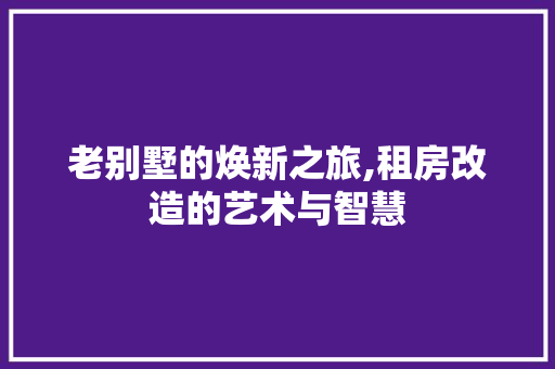 老别墅的焕新之旅,租房改造的艺术与智慧