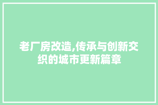 老厂房改造,传承与创新交织的城市更新篇章