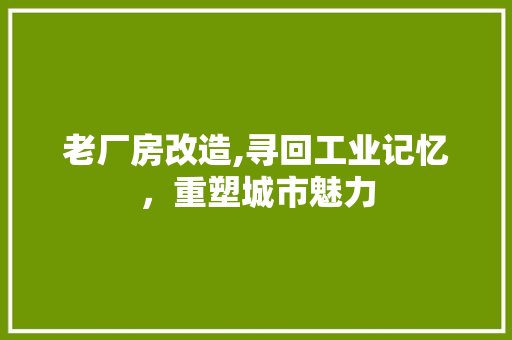 老厂房改造,寻回工业记忆，重塑城市魅力