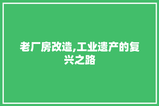 老厂房改造,工业遗产的复兴之路
