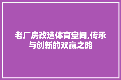 老厂房改造体育空间,传承与创新的双赢之路